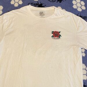Vans White Tee with Red Floral Graphic